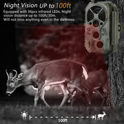 Wildkamera Wlan Fotofalle Jagdkamera Wildtierkamera 48MP 1296P 0,1s Schnelle Trigger Geschwindigkeit Nachtsicht Bewegungsmelder 120°PIR IP66 Wasserdichter | A350W Grün